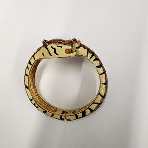 Kenneth Jay Lane Goldplated Enamel Tiger Cuff Bangle Bracelet Watch